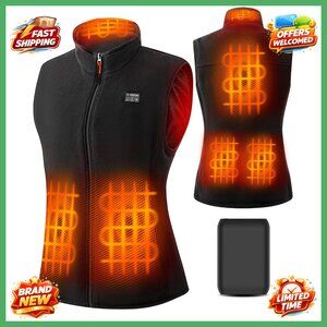 Heated Fleece Vest with Rechargeable Battery, 3 Heat Settings, 7.5H Warmth